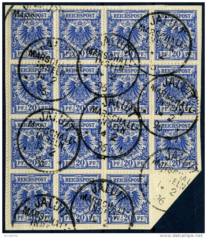 MARSHALL-INSELN V 48d BrfStk, 1896, 20 Pf. Violettultramarin Im 15er-Block Auf Leinenbriefstück, Stempel JALUIT 14. - Marshall Islands