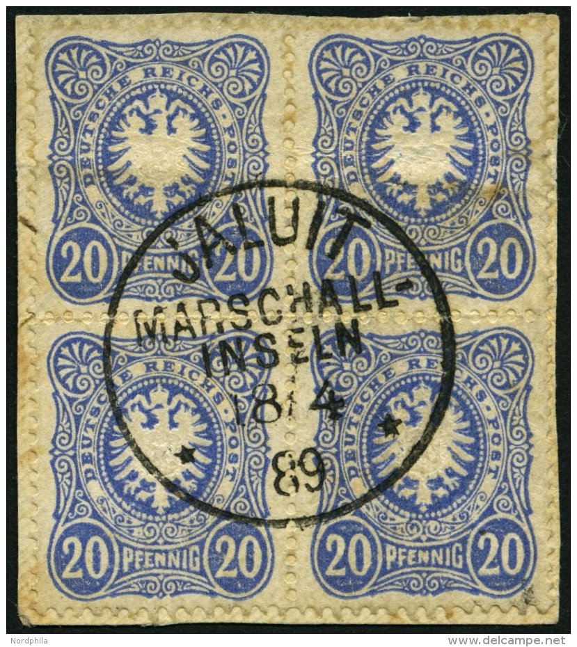 MARSHALL-INSELN V 42c VB BrfStk, 1889, 20 Pf. Dunkelultramarin Im Viererblock Mit Zentrischem Stempel JALUIT 18.4.89 Auf - Marshall Islands