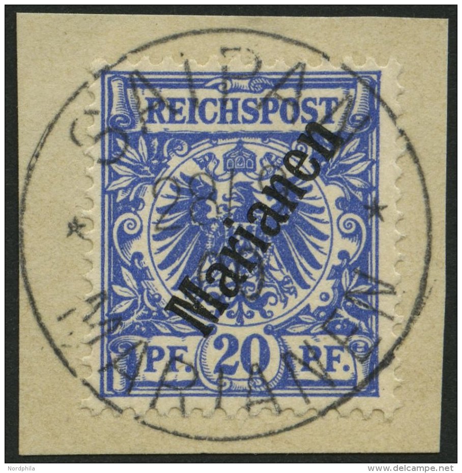 MARIANEN 4II BrfStk, 1900, 20 Pf. Steiler Aufdruck, Stempel Sorte II, Prachtbriefstück, Gepr. Jäschke-L. - Mariannes