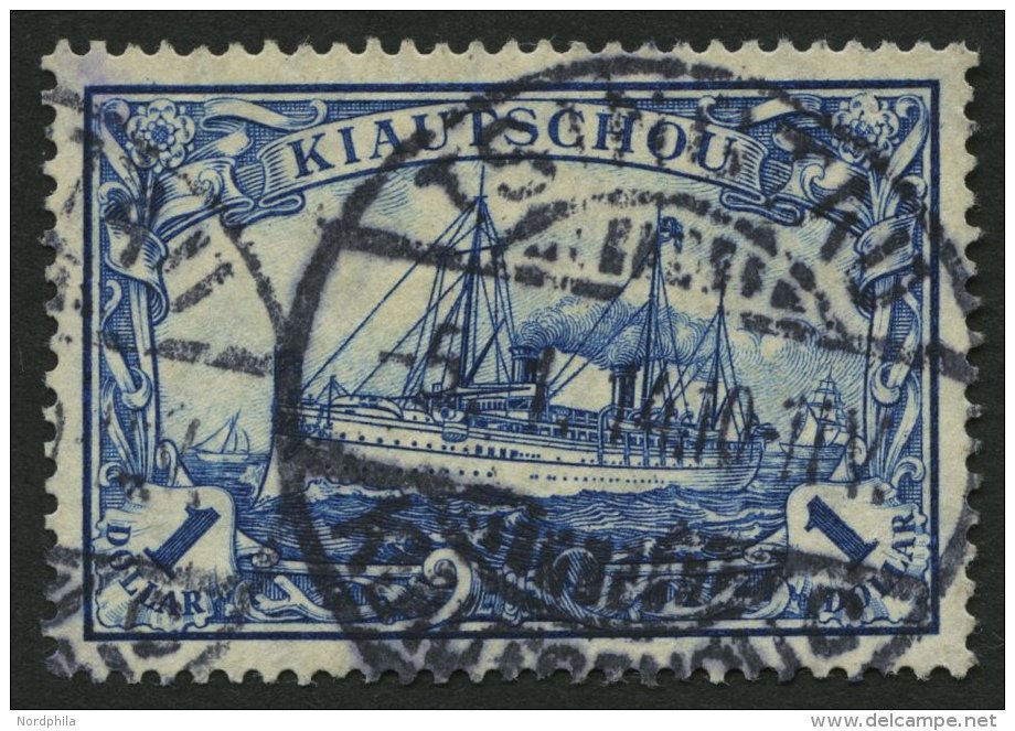 KIAUTSCHOU 35IA O, 1906, 1 $ Schwärzlichblau, Mit Wz., Pracht, Signiert Köhler, Mi. 100.- - Kiauchau