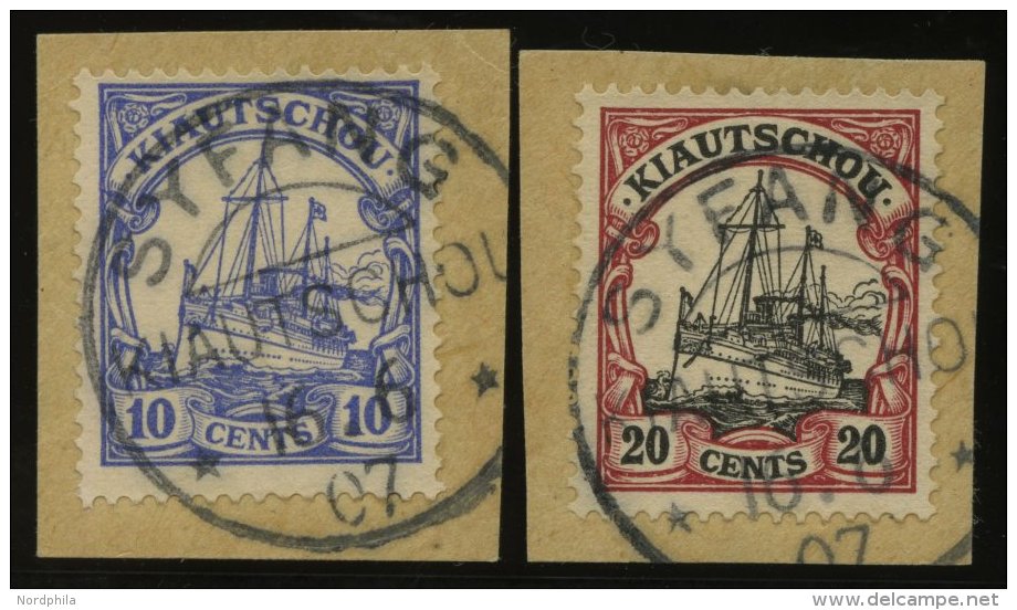 KIAUTSCHOU 21/2 BrfStk, 1907, 10 Und 20 C. Kaiseryacht, Stempel SYFANG, 2 Prachtbriefstücke - Kiauchau