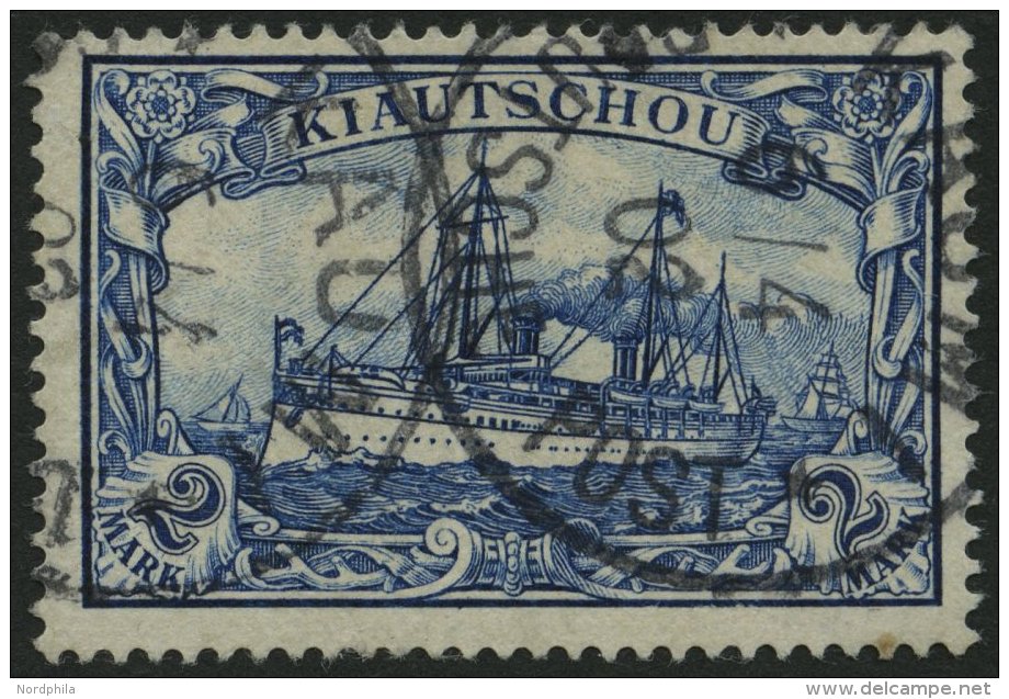 KIAUTSCHOU 15 O, 1901, 2 M. Schwärzlichblau, Stempel KAUMI, Feinst (kleine Rückseitige Aufrauhung), Mi. 130.- - Kiauchau