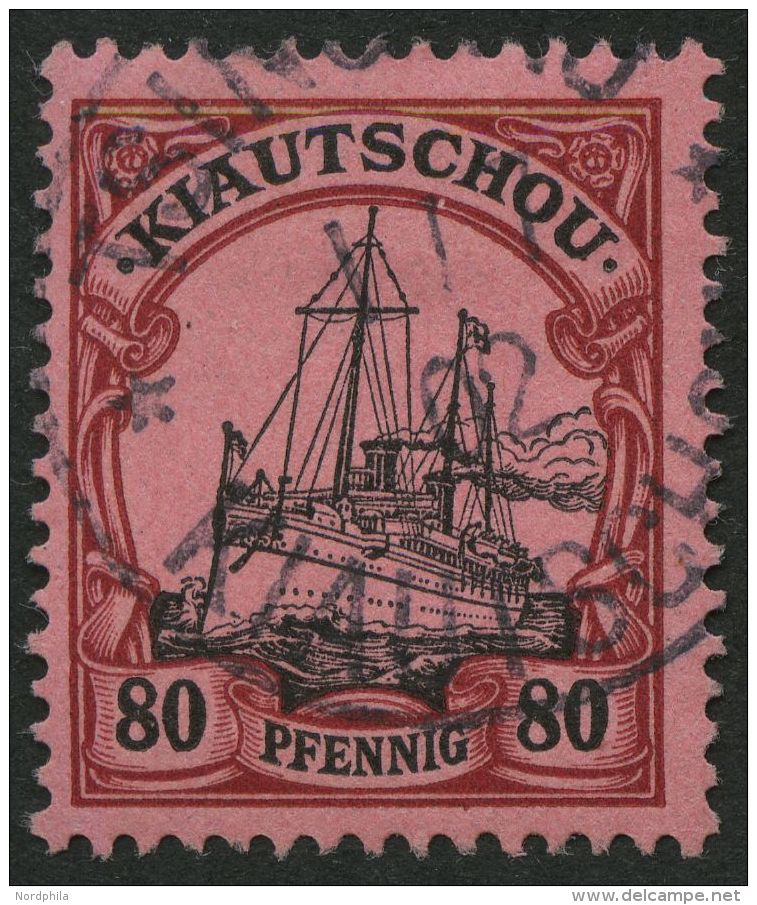 KIAUTSCHOU 13 O, 1901, 80 Pf. Dunkelrötlichkarmin/rotschwarz Auf Mattkarmin, Pracht, Mi. 65.- - Kiauchau