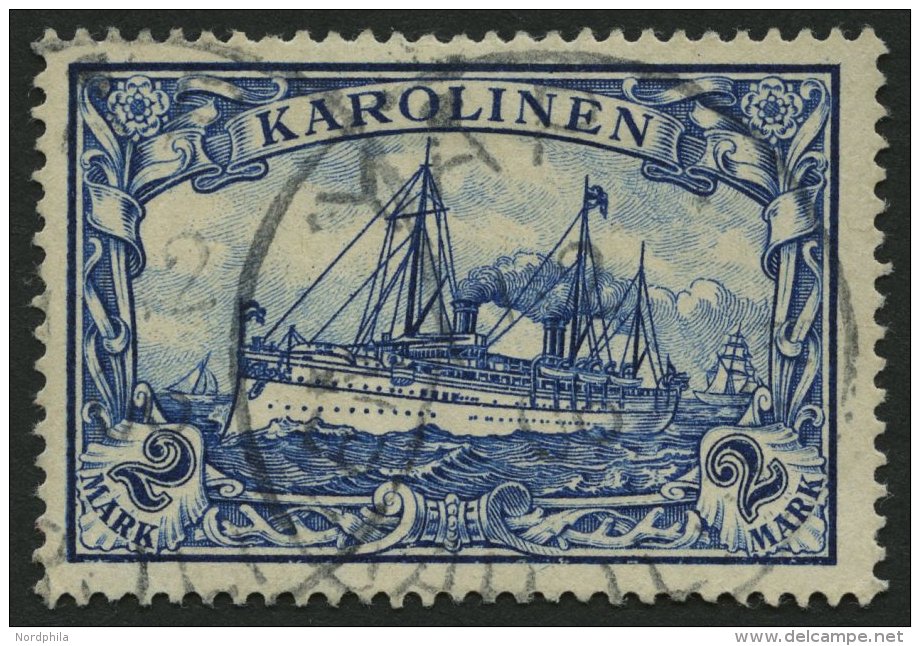 KAROLINEN 17 O, 1900, 2 M. Schwärzlichblau, Stempel YAP, Pracht, Signiert, Mi. 100.- - Caroline Islands