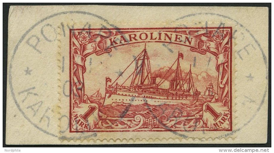 KAROLINEN 16 BrfStk, 1900, 1 M. Rot, Stempel PONAPE, Prachtbriefstück, Signiert, Mi. (70.-) - Caroline Islands