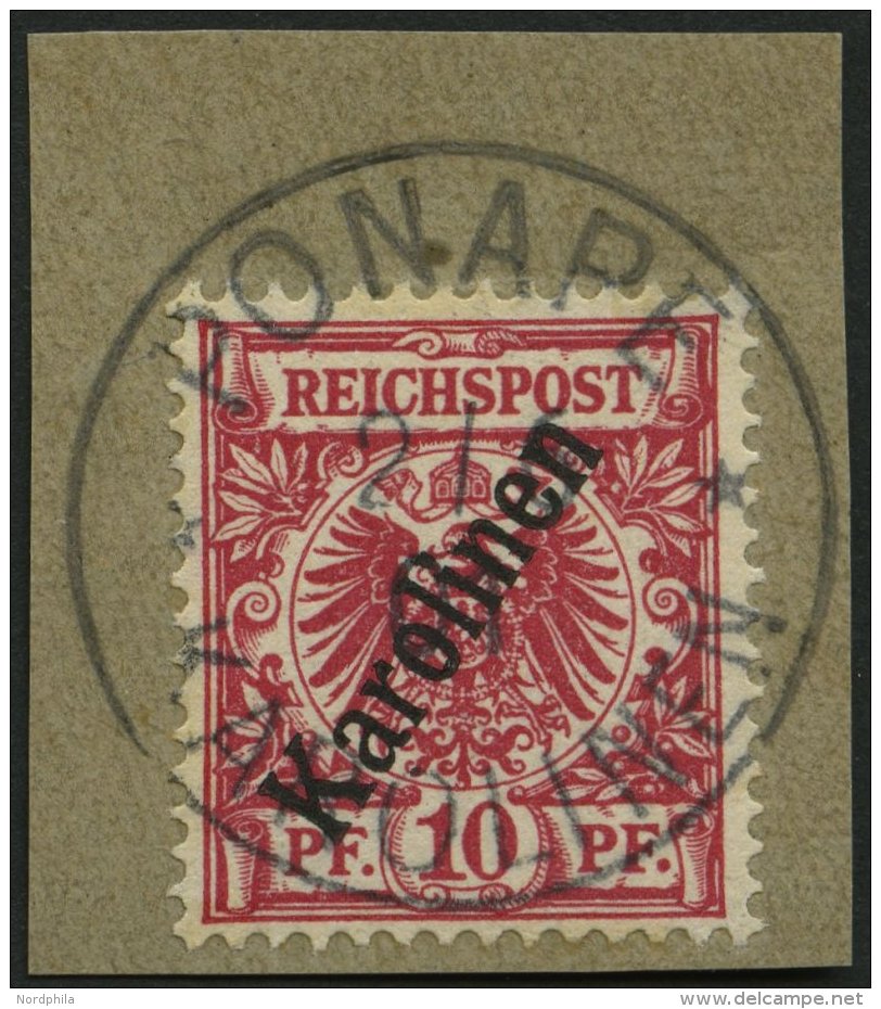 KAROLINEN 3IIb BrfStk, 1900. 10 Pf. Lilarot Steiler Aufdruck, Prachtbriefstück, Gepr. Jäschke-L., Mi. (130.-) - Caroline Islands