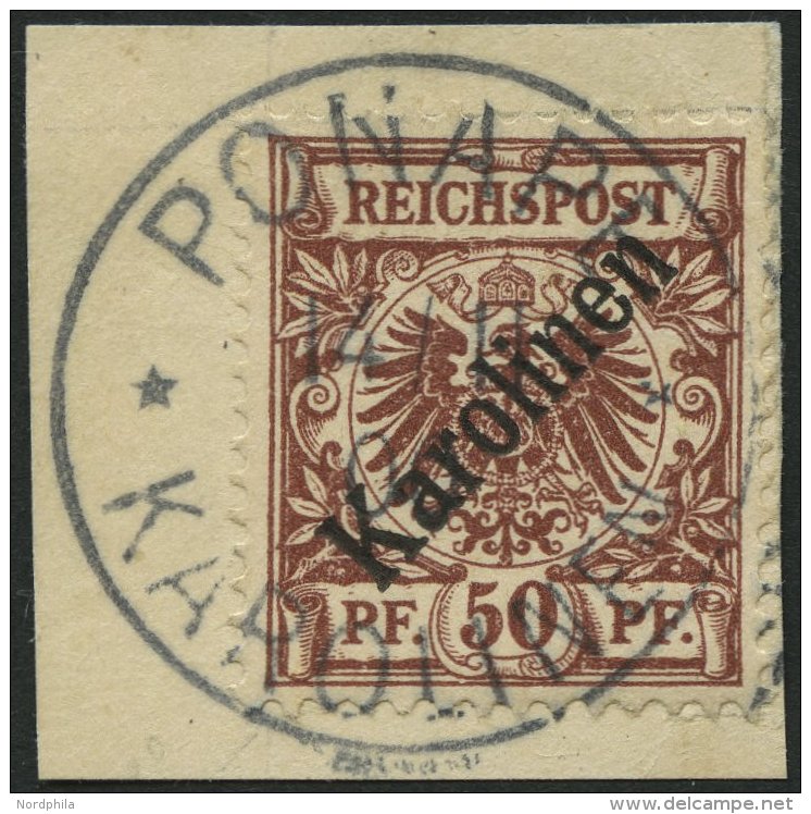 KAROLINEN 6I BrfStk, 1899, 50 Pf. Diagonaler Aufdruck, Prachtbriefstück, Gepr. Dr. Lantelme, Mi. (1800.-) - Caroline Islands