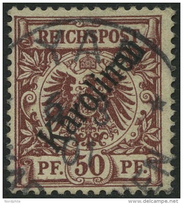 KAROLINEN 6I O, 1899, 50 Pf. Diagonaler Aufdruck, Stempel YAP, Pracht, Fotoattest Jäschke-L., Mi. 1800.- - Caroline Islands