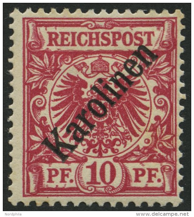 KAROLINEN 3I *, 1899, 10 Pf. Diagonaler Aufdruck, Falzreste, Pracht, Gepr. Bothe, Mi. 75.- - Caroline Islands