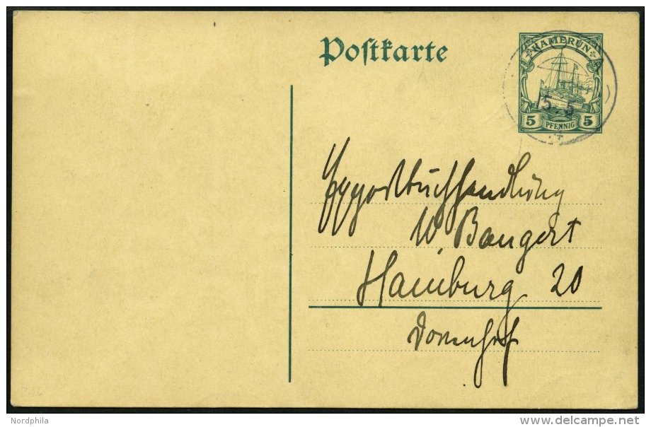 KAMERUN P 16 BRIEF, NOLA, 15.5.14, Auf 5 Pf. Ganzsachenkarte, Absender Oblt. Harbs, Prachtkarte Nach Hamburg, Gepr. Eibe - Autres & Non Classés