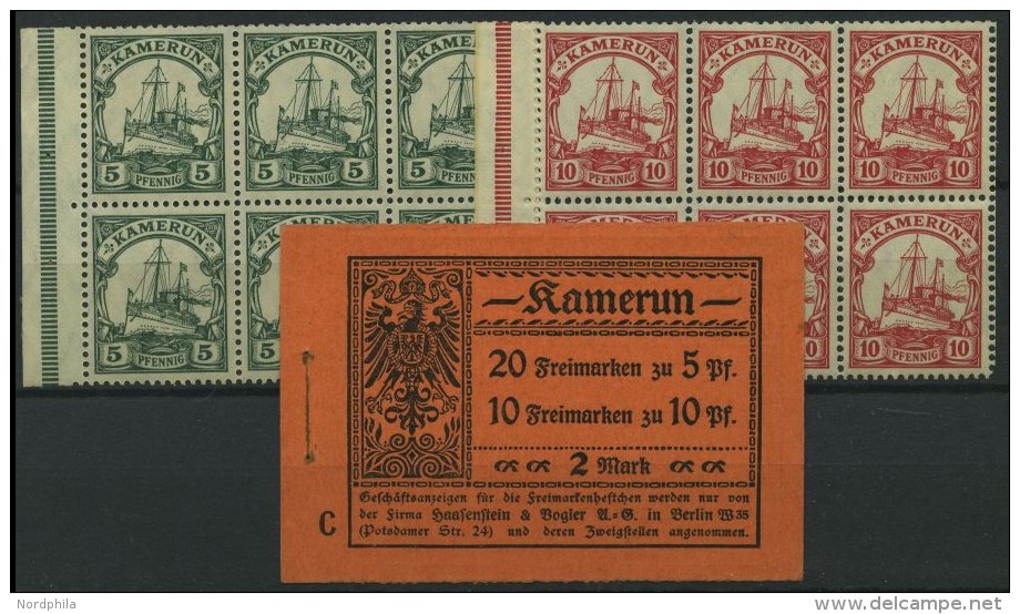 KAMERUN H-Bl. 12B,14B **, 1913, 2 Heftchenblätter Kaiseryacht, Ränder Nicht Durchgezähnt, Heftchenzä - Cameroun