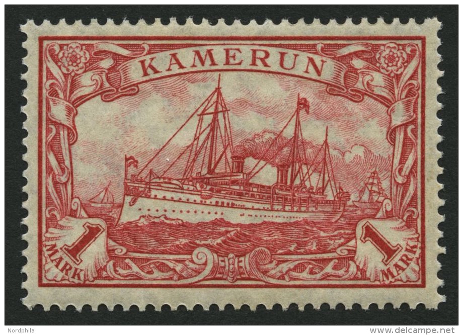 KAMERUN 24IIB **, 1919, 1 M. Dunkelkarminrot, Mit Wz., Kriegsdruck, Gezähnt B, Postfrsich, Pracht, Mi. 55.- - Cameroun