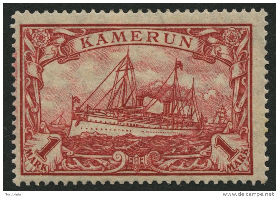 KAMERUN 24IIA *, 1919, 1 M. Dunkelkarminrot, Mit Wz., Kriegsdruck, Gezähnt A, Falzrest, Pracht, Mi. 150.- - Cameroun