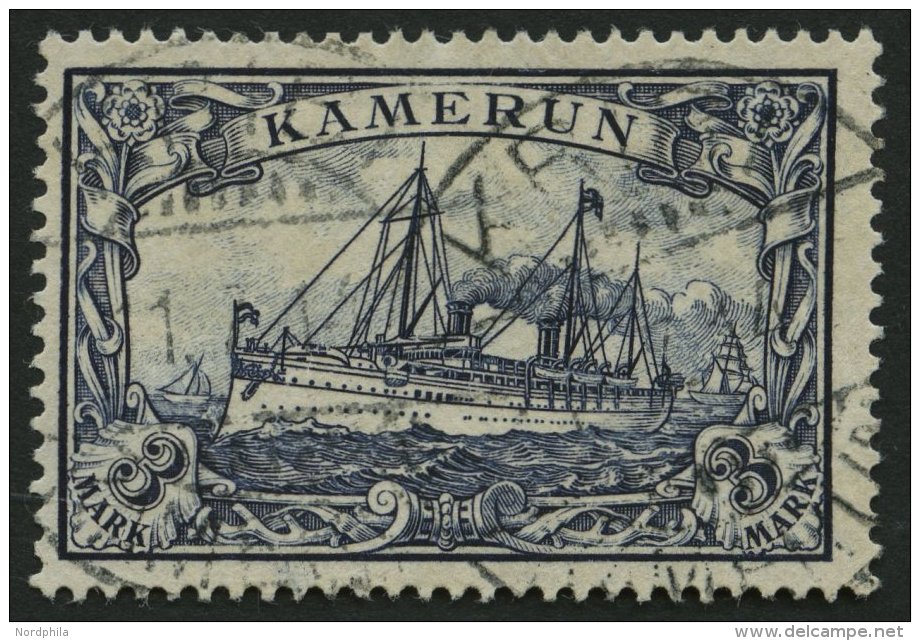 KAMERUN 18 O, 1900, 3 M. Violettschwarz, Pracht, Mi. 140.- - Cameroun