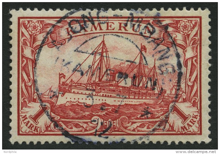 KAMERUN 16 O, 1900, 1 M. Rot, Ohne Wz., Stempel ABONG-MBANG, Pracht - Cameroun