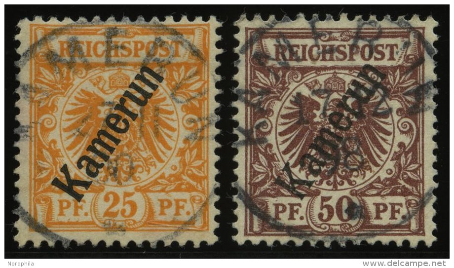 KAMERUN 5a,6 O, 1897, 25 Pf. Gelblichorange Und 50 Pf. Lebhaftrötlichbraun, 2 Prachtwerte, Mi. 82.- - Cameroun