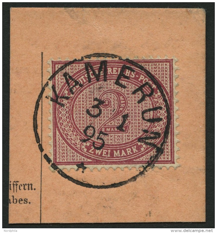 KAMERUN V 37e BrfStk, 1895, 2 M. Dunkelrotkarmin, Stempel KAMERUN, Postabschnitt, Kabinett - Cameroun