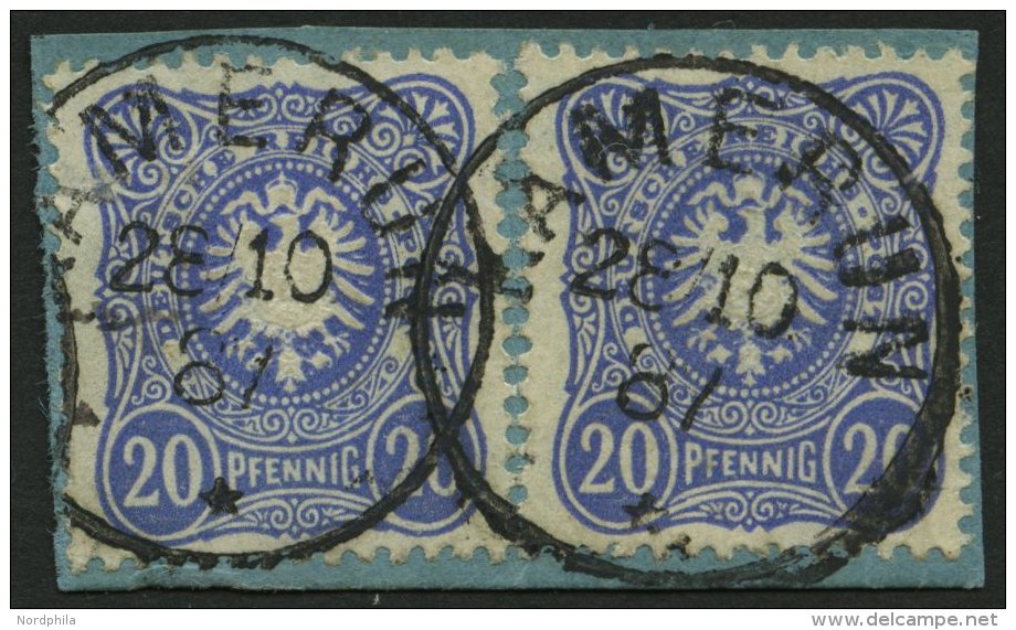 KAMERUN V 42c BrfStk, 1887, 20 Pf. Dunkelultramarin, 2x Auf Postabschnitt Mit Stempel KAMERUN, Linke Marke Nadelstich So - Cameroun