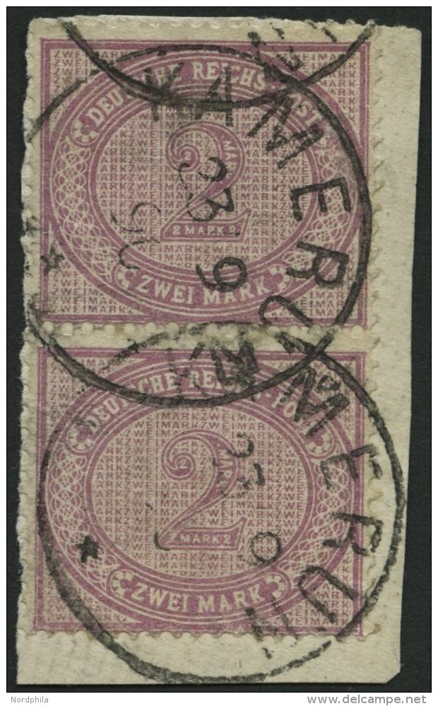 KAMERUN V 37d Paar BrfStk, 1890, 2 M. Lebhaftgraulila Im Senkrechten Paar Auf Leinbriefstück, Klare Stempel KAMERUN - Cameroun