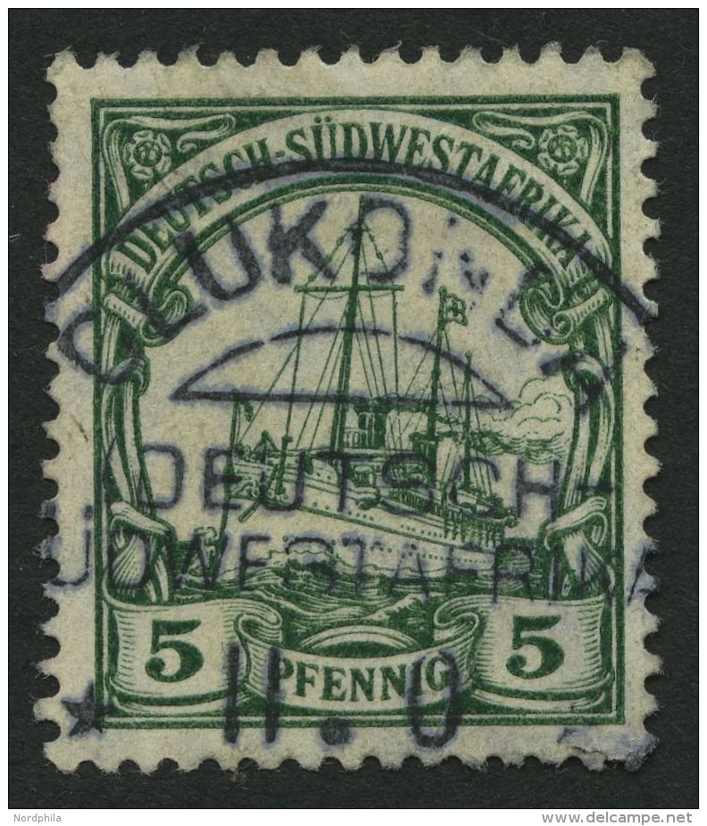 DSWA 25 O, OLUKONDA, Zentrisch Auf 5 Pf. Grün, Pracht - German South West Africa