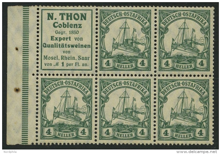 DEUTSCH-OSTAFRIKA H-Bl. 2B **, 1911, Heftchenblatt Thon + 4 Pf., Ränder Nicht Durchgezähnt, Postfrisch, Pracht - Afrique Orientale