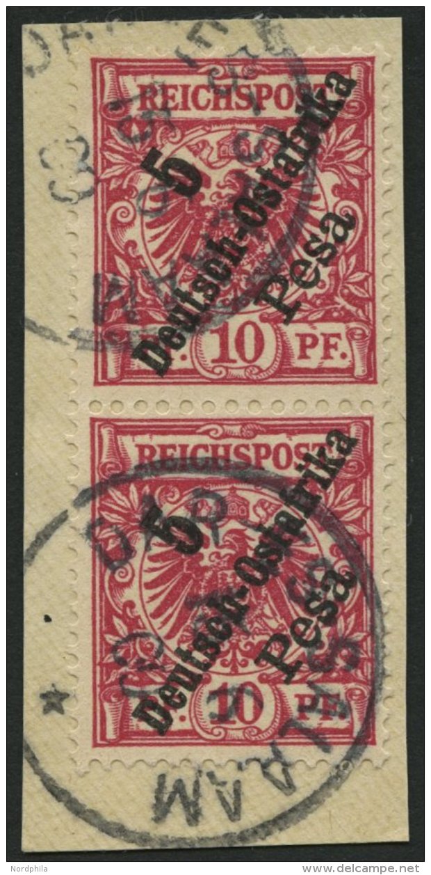 DEUTSCH-OSTAFRIKA 8b Paar BrfStk, 1896, 5 P. Auf 10 Pf. Rotkarmin Im Senkrechten Paar, K1 DAR-ES-SALAAM, Prachtbriefst&u - German East Africa