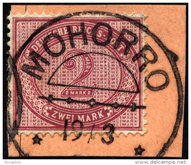 DEUTSCH-OSTAFRIKA VO 37e BrfStk, 1891, 2 M. Dunkelrotkarmin, Stempel MOHORRO, Postabschnitt, Pracht - German East Africa