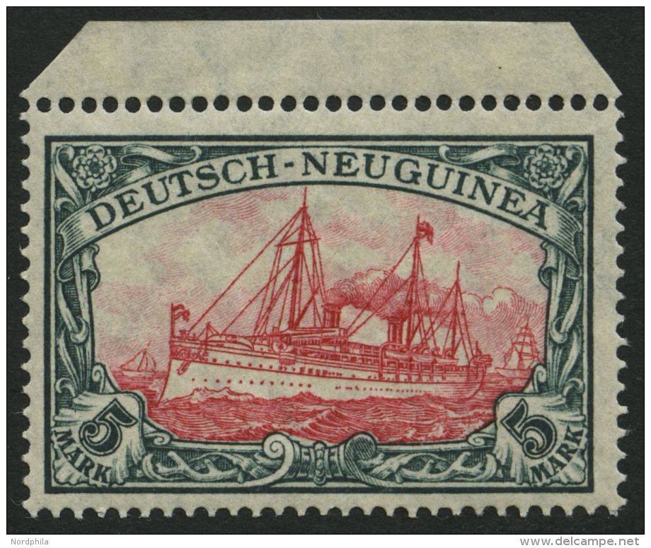 DEUTSCH-NEUGUINEA 23IIAII **, 1918, 5 M. Grünschwarz/dunkelkarmin, Mit Wz., Kriegsdruck, Pracht, Mi. 180.- - German New Guinea