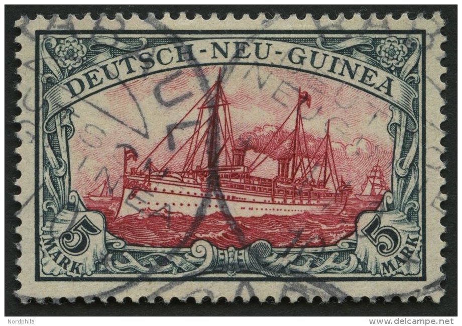 DEUTSCH-NEUGUINEA 19 O, 1901, 5 M. Grünschwarz/dunkelkarmin, Ohne Wz., Stempel RABAUL, Pracht, Signiert Köhler - German New Guinea