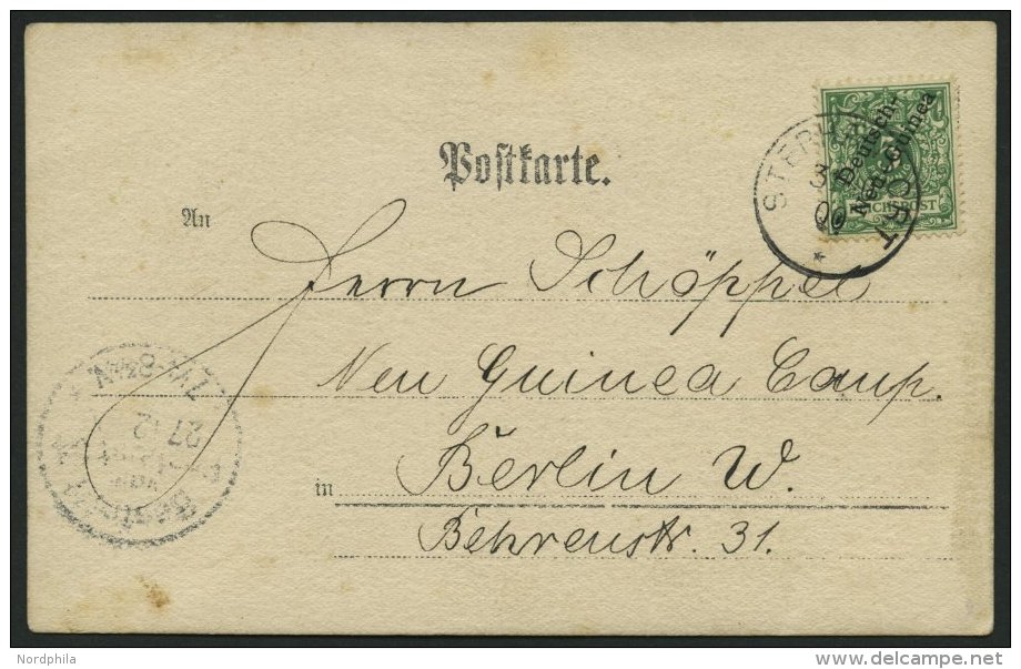 DEUTSCH-NEUGUINEA 2 BRIEF, 1897, 5 Pf. Opalgrün Auf Ansichtskarte Von STEPHANSORT Nach Berlin, Pracht - Nouvelle-Guinée