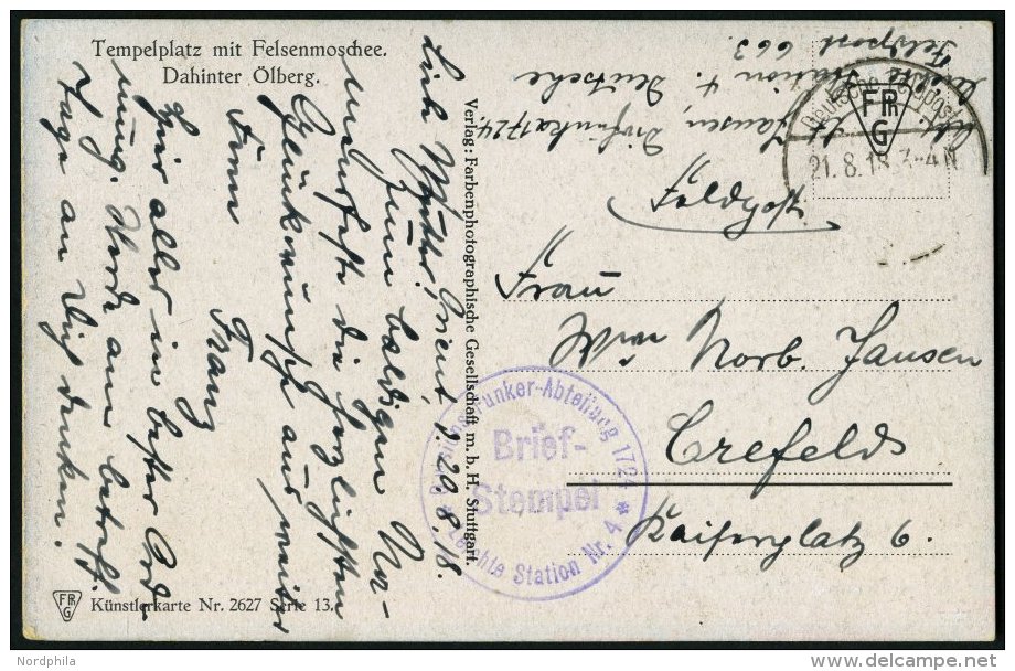 DP TÜRKEI 1918, Feldpoststation NAZARETH Auf Feldpost-Ansichtskarte, Briefstempel Funkerabteilung 1724, Pracht - Turkey (offices)