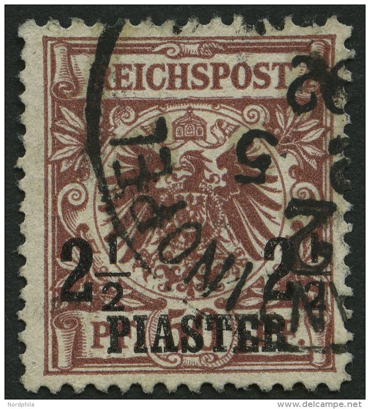 DP TÜRKEI 10ba O, 1899, 21/2 PIA. Auf 50 Pf. Lilabraun, Normale Zähnung, Pracht, Gepr. Jäschke-L., Mi. 15 - Turquie (bureaux)