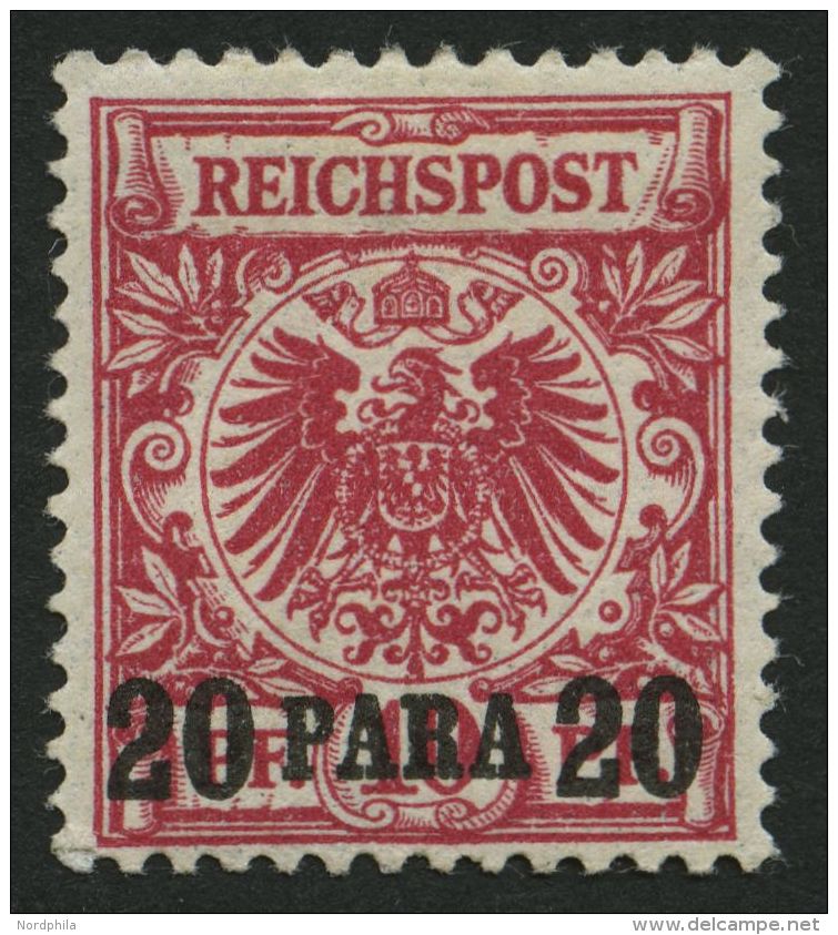 DP TÜRKEI 7db *, 1899, 20 PA. Auf 10 Pf. Lilarot, Falzrest, Pracht, Gepr. Jäschke-L., Mi. 60.- - Turquie (bureaux)