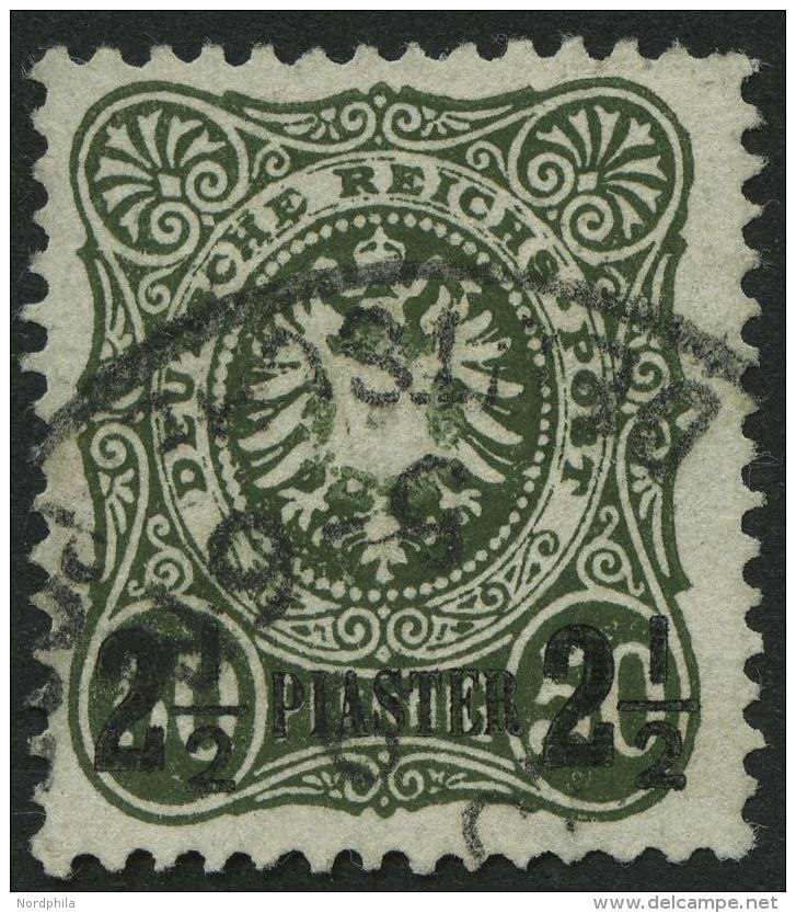 DP TÜRKEI 5ba O, 1888, 21/2 PIA. Auf 50 Pf. Dunkelgrünoliv, üblich Gezähnt Pracht, Gepr. Jäschk - Turkey (offices)