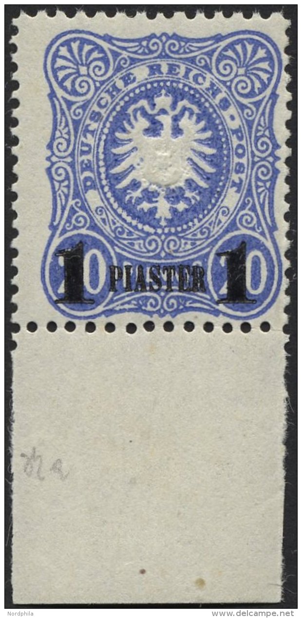 DP TÜRKEI 3Na **, 1891, 1 PIA. Auf 20 Pf., Nachdruck, Mit Breitem Unterrand, Postfrisch, Pracht, Mi. (100.-) - Turkey (offices)