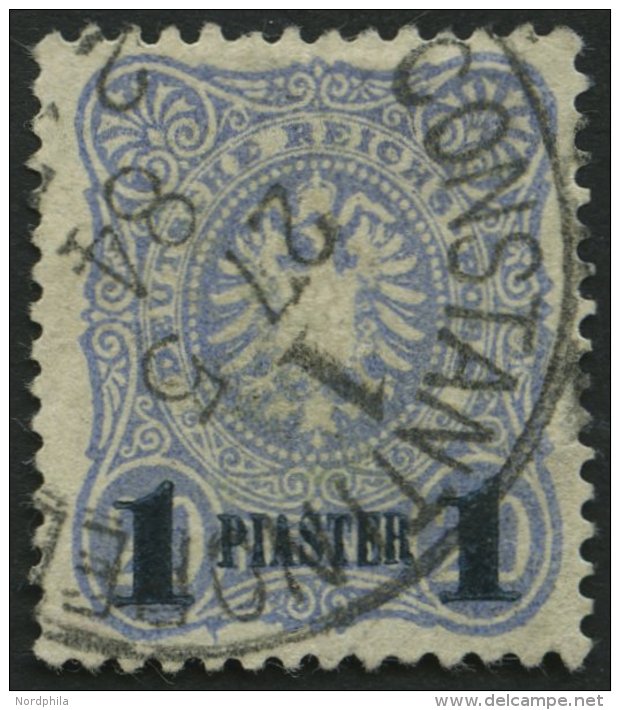 DP TÜRKEI 3b O, 1884, 1 PIA. Auf 20 Pf. Violettultramarin, Aufdruck Blauschwarz, Feinst, Gepr. Drahn, Mi. 90.- - Turkey (offices)