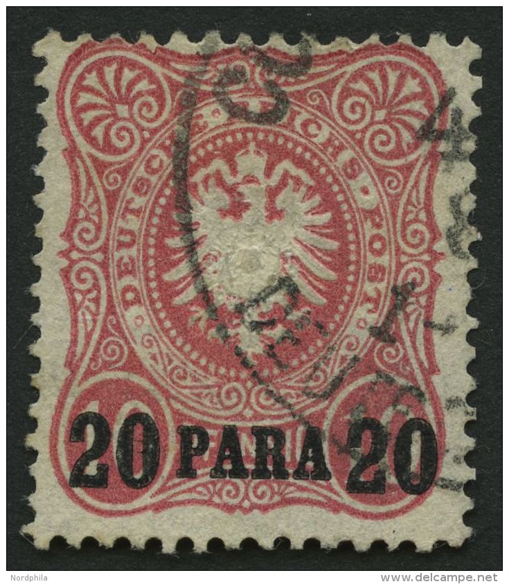 DP TÜRKEI 2b O, 1886, 20 PA. Auf 10 Pf. Dunkelrosarot, Pracht, Gepr. Steuer, Mi. 100.- - Turkey (offices)