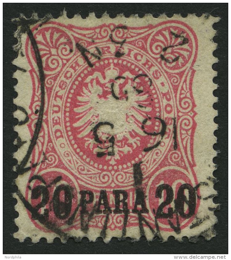 DP TÜRKEI 2a O, 1884, 20 PA. Auf 10 Pf. Lebhaftrosa, üblich Gezähnt Pracht, Gepr. Bothe, Mi. 120.- - Turkey (offices)