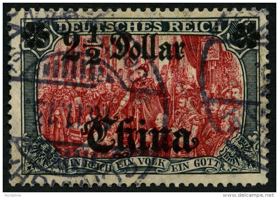 DP CHINA 47IAIa O, 1906, 21/2 D. Auf 5 M., Mit Wz., Friedensdruck, Abstand 9.5 Mm, Pracht, Gepr. Jäschke-L., Mi. 19 - China (kantoren)