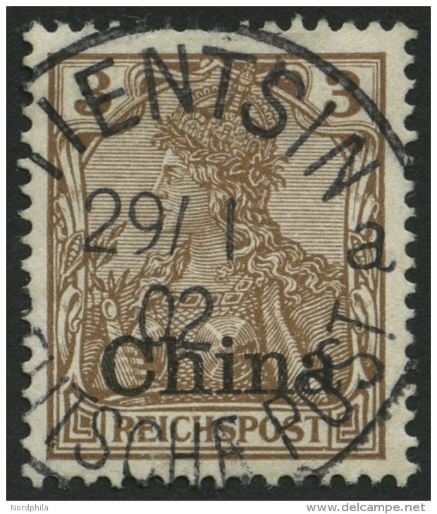 DP CHINA 15b O, 1901, 3 Pf. Dunkelorangebraun Reichspost, Pracht, Mi. 60.- - China (offices)