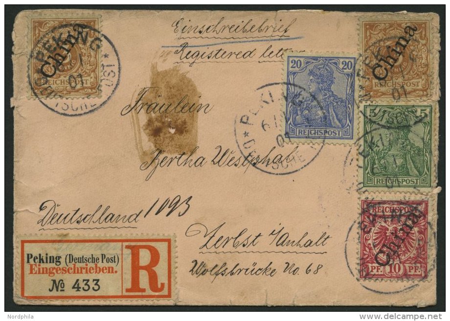 DP CHINA P Vb,d BRIEF, Petschili: 1901, 5 Und 20 Pf. Reichspost Mit Zusatzfrankatur (2x Mi.Nr. 1IIb Und 3IIa) Auf ü - China (offices)