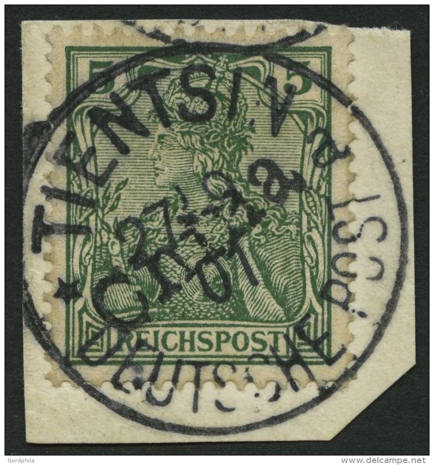 DP CHINA 9 BrfStk, 1901, 5 Pf. Handstempelaufdruck, Stempel TIENTSIN 27.9.01 Prachtbriefstück, Fotoattest Jäsc - China (kantoren)