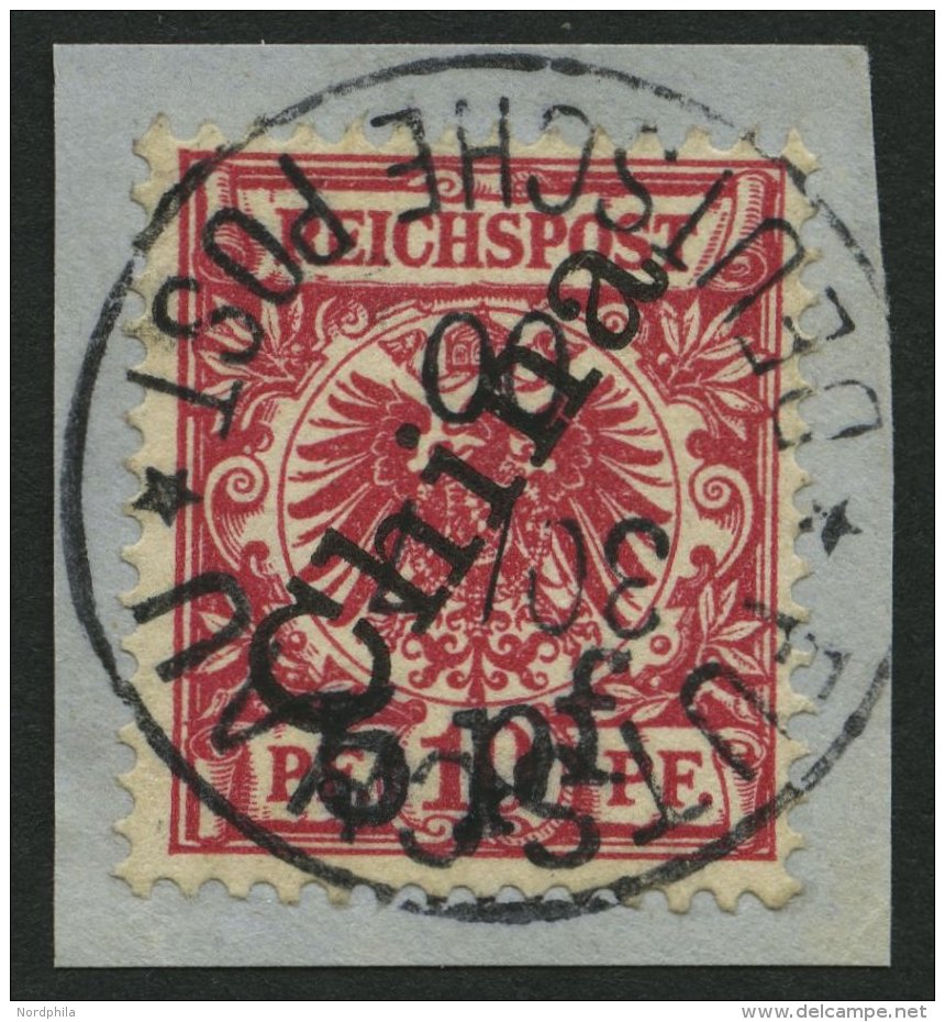 DP CHINA 7II BrfStk, 1900, 5 Pf. Auf 10 Pf. Steiler Aufdruck, Prachtbriefstück, Signiert U.a. Pauligk, Mi. (1000.-) - China (offices)