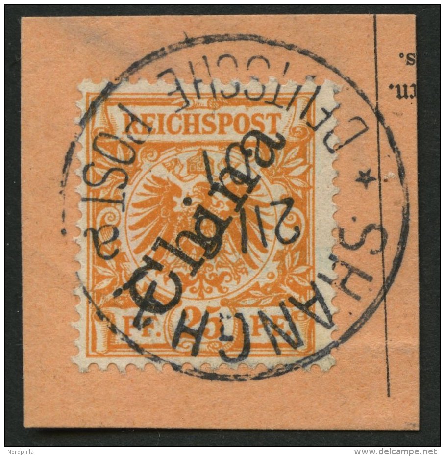 DP CHINA 5IIa BrfStk, 1898, 25 Pf. Steiler Aufdruck, Stempel SHANGHAI * A, Postabschnitt, Pracht - China (offices)