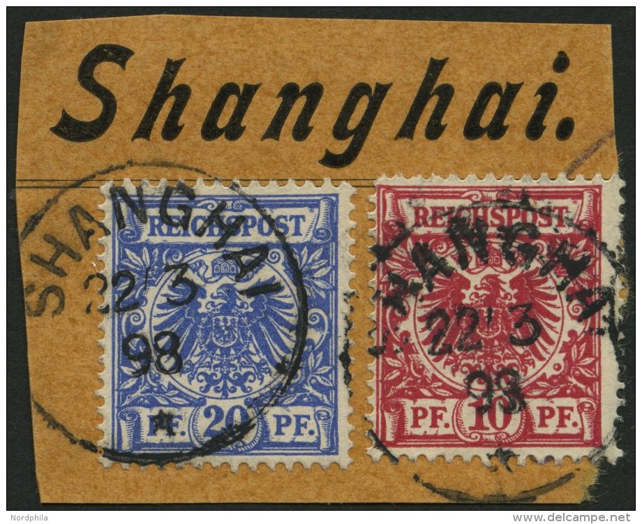 DP CHINA M 47e,48d BrfStk, 1898, 10 Pf. Dunkelrosa Und 20 Pf. Violettultramarin Auf Briefstück Mit Stempel SHANGHAI - China (offices)