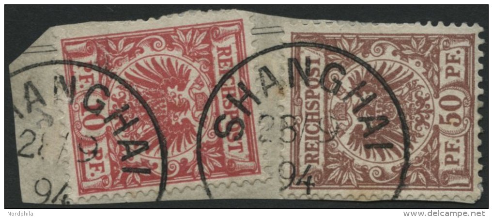 DP CHINA V 47c,50c BrfStk, 1894, 10 Pf. Mittelrot (dunkelgelb Quarzend) Und 50 Pf. Mittelbraunrot Auf Briefstück Mi - China (offices)