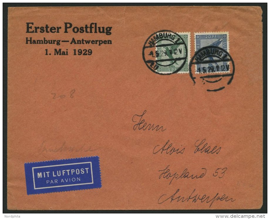 ERST-UND ERÖFFNUNGSFLÜGE 29.5.02 BRIEF, 1.5.1929, Hamburg-Antwerpen, Brief Feinst - Zeppelins