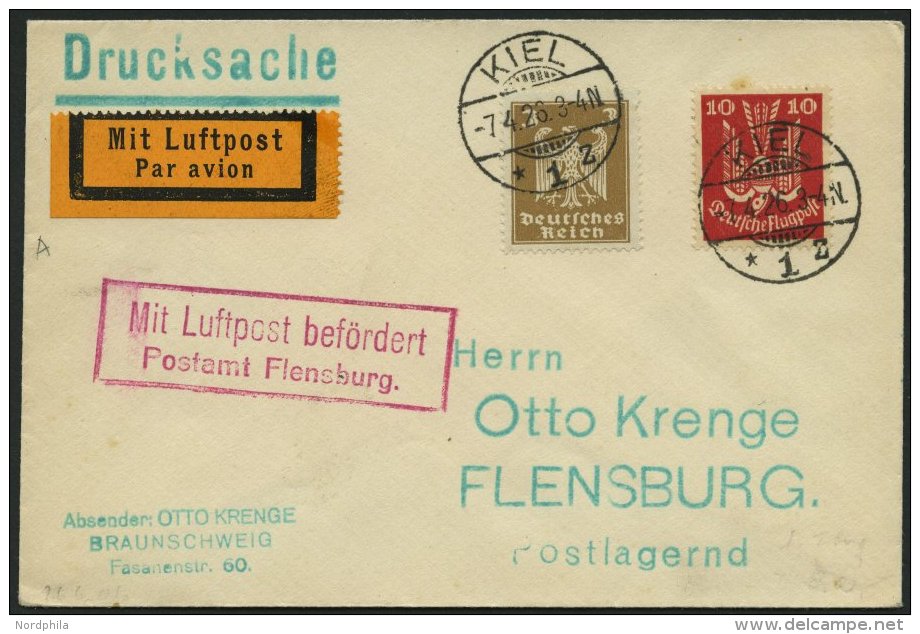 ERST-UND ERÖFFNUNGSFLÜGE 26.6.06 BRIEF, 7.4.1926, Kiel-Flensburg, Prachtbrief - Zeppelins