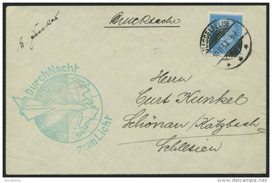 RAKETENPOST 5C1 BRIEF, 10.11.1933, Raketen-Nachtflug Aus Hasselfelde, Rückseitig Frankiert Mit Unbekannter Raketenm - Airmail & Zeppelin