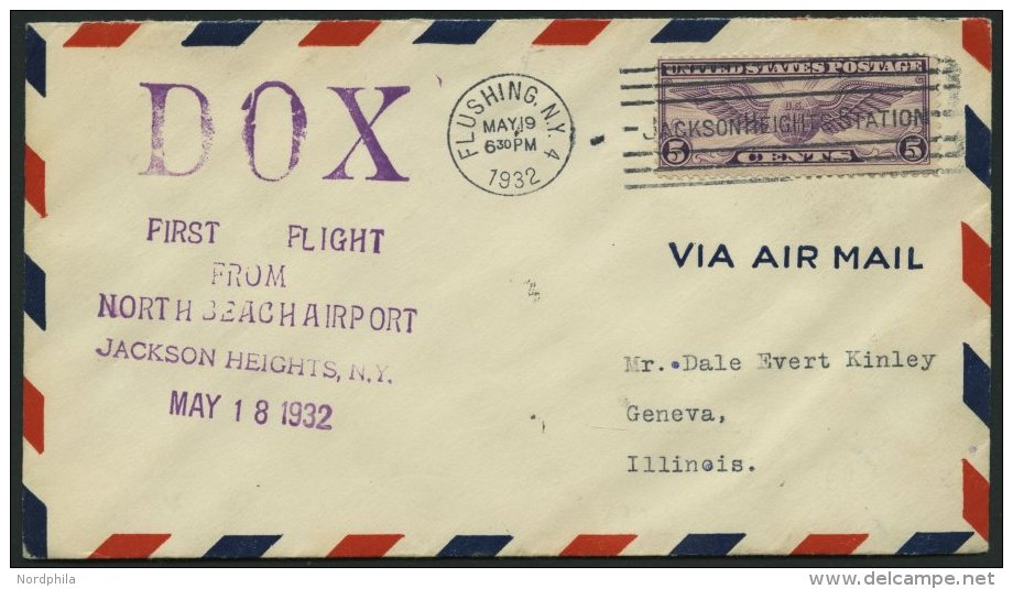 DO-X LUFTPOST 60.USA BRIEF, 19.05.1932, Erinnerungsbeleg Aus New York Zum DO X Abflug, Prachtbrief - Covers & Documents